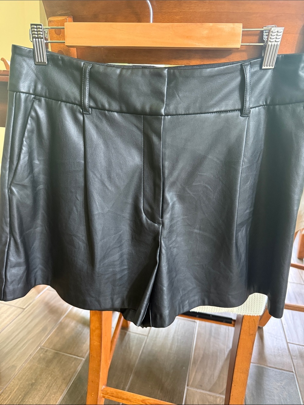 Express Black High-Waist Faux Leather Shorts